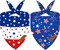 2 Pieces Patriotic Dog Bandanas, Double-Sided Reversible Triangle Scarf, American Flag Stars and Stripes Wearables Design, 4th of July